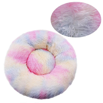 Round Plush Dog Bed – Winter Warm Washable Basket-Style Pet Bed for Small, Medium & Large Dogs & Cats, Soft Sofa-Style Sleeping Cushion.