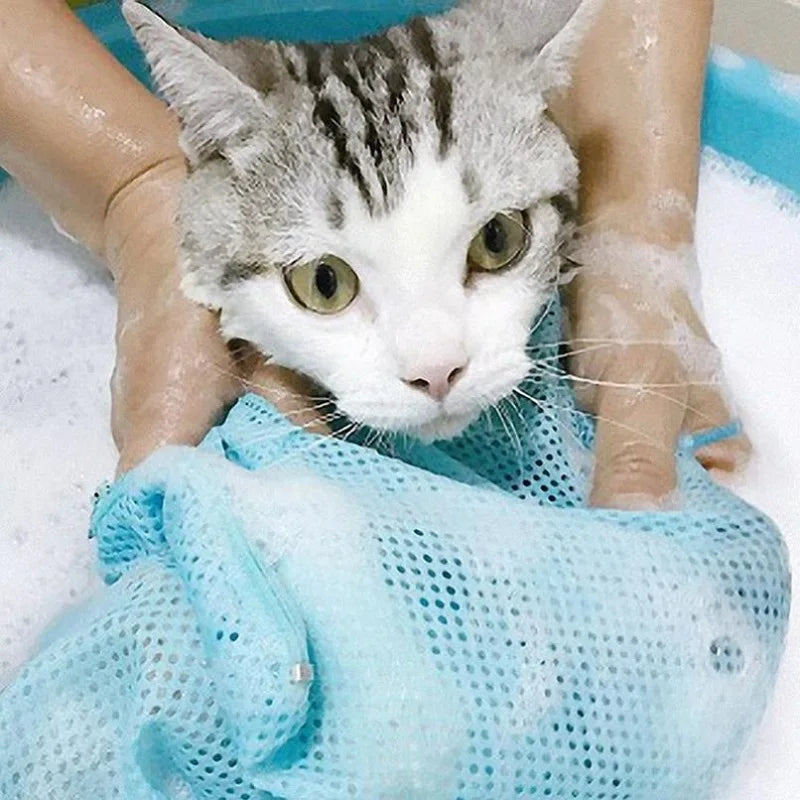 Cat Grooming Shower Bag – Adjustable Mesh Restraint Bag for Bathing, Nail Trimming & Grooming, Helps Prevent Scratching.
