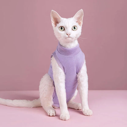 Cat Recovery Jumpsuit – Breathable Soft Anti-Licking Vest for Post-Surgery Wound Protection & Comfortable Recovery Care.