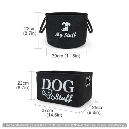 Dog Toy and Accessory Storage Basket for Clothes, Toys, and Pet Essentials.