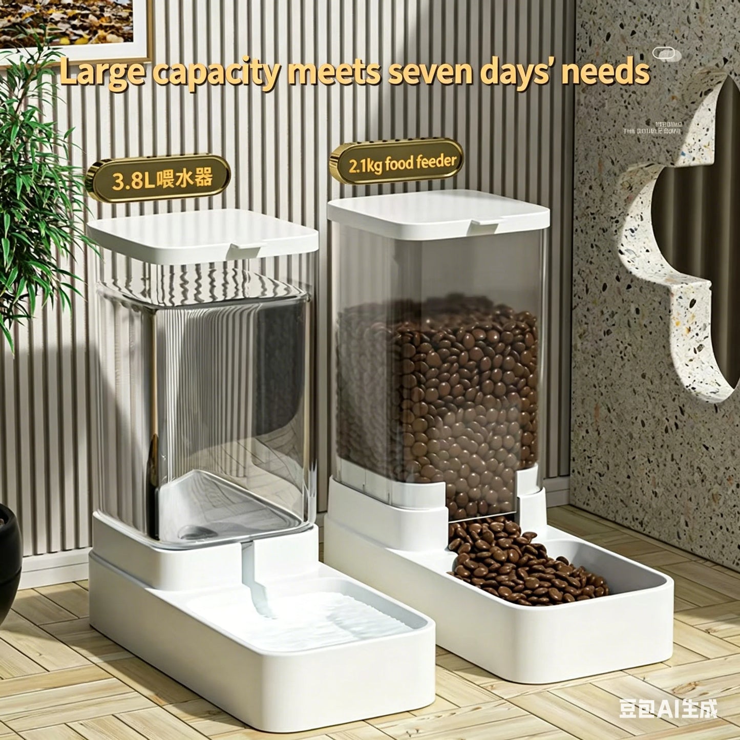 Automatic Pet Feeder & Water Dispenser – Food Storage Container with Feeding Bowl for Cats & Dogs, Convenient Drinking & Feeding Solution.