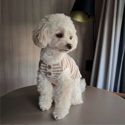 Simple Striped Knitted Pet Vest – Soft Spring & Summer Clothing for Small & Medium Dogs, Teddy Breeds & Cats.