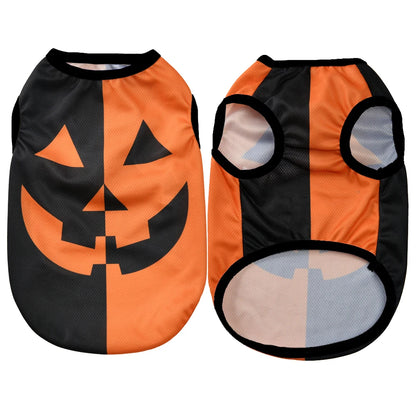 Halloween Pumpkin Print Pet Vest – Autumn Costume Shirt for Small & Medium Dogs, Chihuahuas, Pugs & French Bulldogs