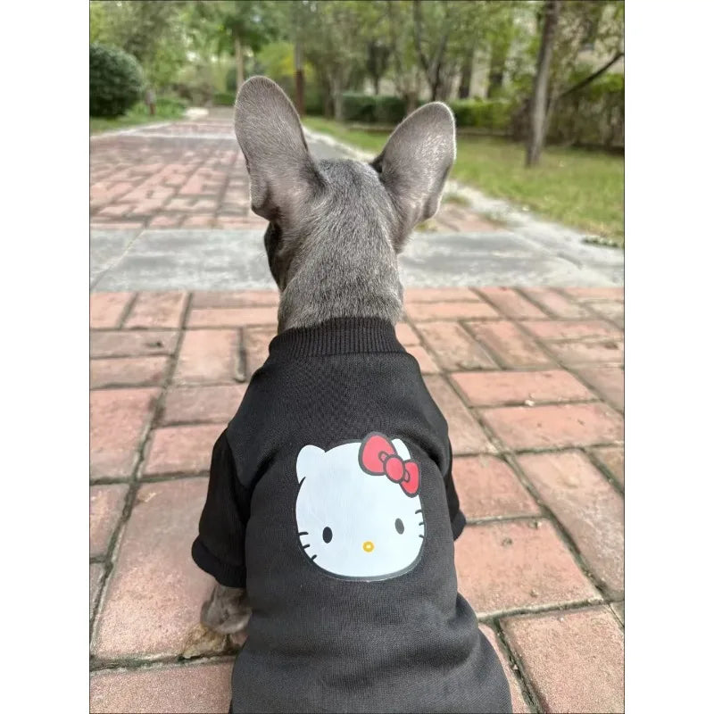 Hello Kitty Pet Sweater – Warm Fleece Hoodie for Small Dogs & Cats, Cozy Winter Clothing for Puppies, Teddy & Bichon Frise for Cold Weather.