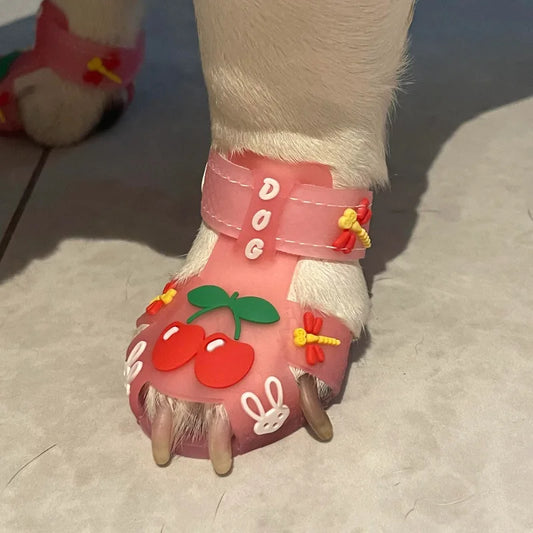 Breathable Waterproof Pet Shoes – Non-Slip Summer & Rain Sandals for Small Dogs, Trendy Protective Dog Boots for Outdoor Use.