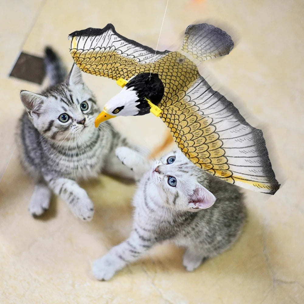 Simulation Bird Cat Toy – Interactive Hanging Door Teaser with Automatic Scratch Rope & Eagle Design for Fun Indoor Cat Play.
