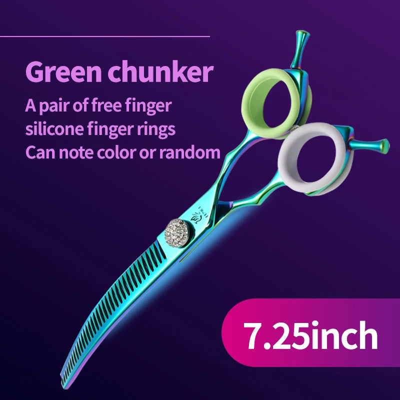 Fenice JP440C Professional Pet Grooming Scissors – 7-Inch Curved Thinning & Chunker Shears for Precision Dog Grooming.