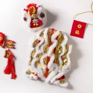 New Year Pet Costume – Chinese Dragon & Lion Dance Cosplay Outfit for Dogs & Cats, Festive Red Lucky Party Clothing for Pets.