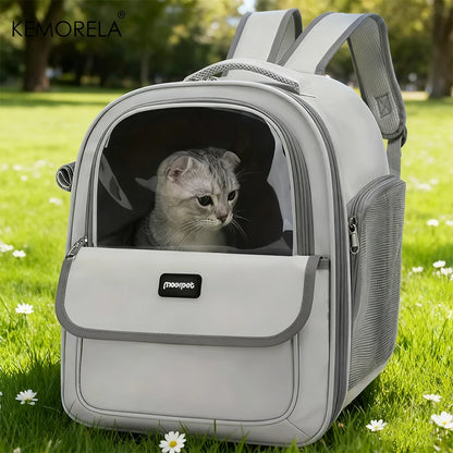Large Capacity Pet Carrier Backpack – Breathable Mesh Foldable Travel Bag for Dogs & Cats, Ideal for Hiking, Camping & Outdoor Adventures.