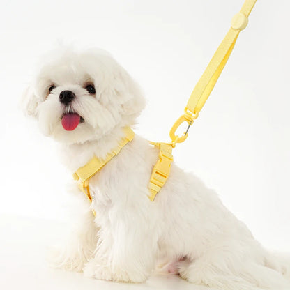 Adjustable Macaron-Color Dog Harness Set – Reflective Collar & Leash for Small Dogs, Puppies & Cats, Comfortable Pet Walking Accessories.
