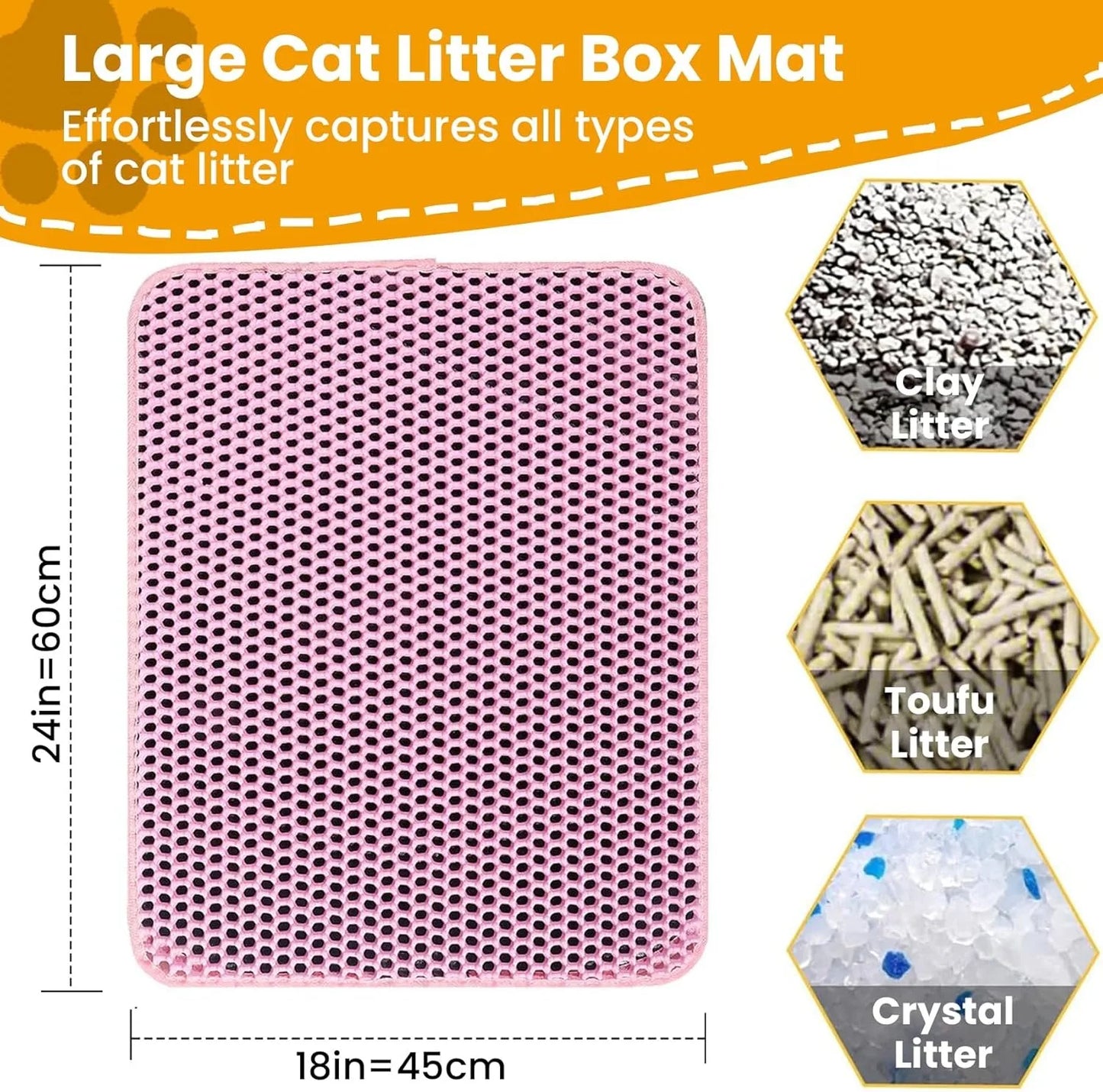 Double Layer Cat Litter Mat – Waterproof Non-Slip Litter Trapping Mat for Cats, Durable Wear-Resistant Pet Litter Box Floor Mat