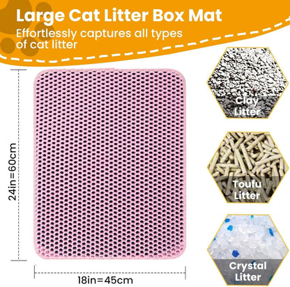 Double Layer Cat Litter Mat – Waterproof Non-Slip Litter Trapping Mat for Cats, Durable Wear-Resistant Pet Litter Box Floor Mat