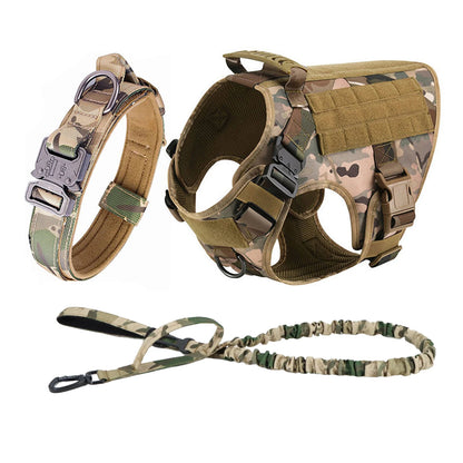 Tactical Dog Harness Set – MOLLE Vest with Collar & Leash, Training & Walking Gear for Medium & Large Dogs like German Shepherds.