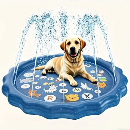 Heavy-Duty Outdoor Pet Bath Basin – Anti-Slip Dog Cooling Pool with Water Spray Function for Bathing, Splash Play & Ice Cooling Fun.