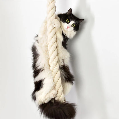 Wall-Mounted Cat Climbing Shelf & Rope Tree – Sisal Scratching Post, Lounging Platform & Interactive Play Gym for Indoor Cats.