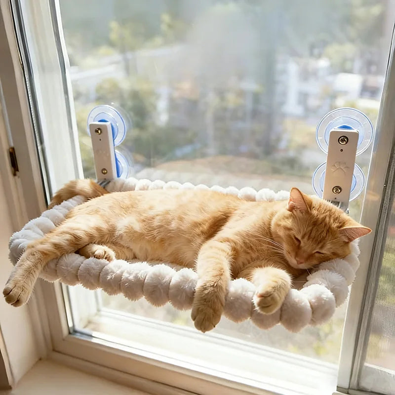 Cat Window Hammock – Strong Suction Cup Mount, Cozy Window Perch for Indoor Cats.