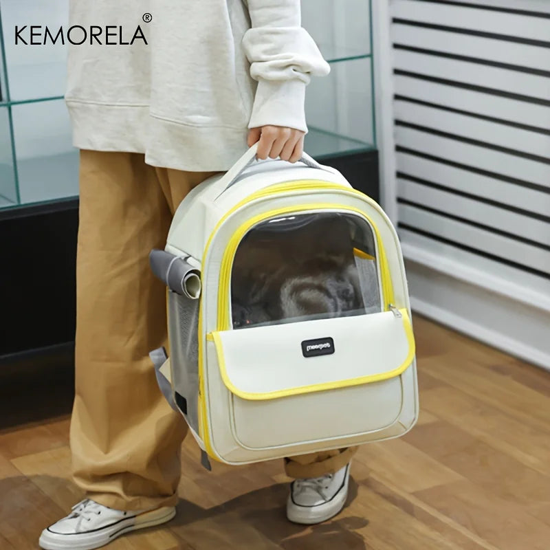 Large Capacity Pet Carrier Backpack – Breathable Mesh Foldable Travel Bag for Dogs & Cats, Ideal for Hiking, Camping & Outdoor Adventures.