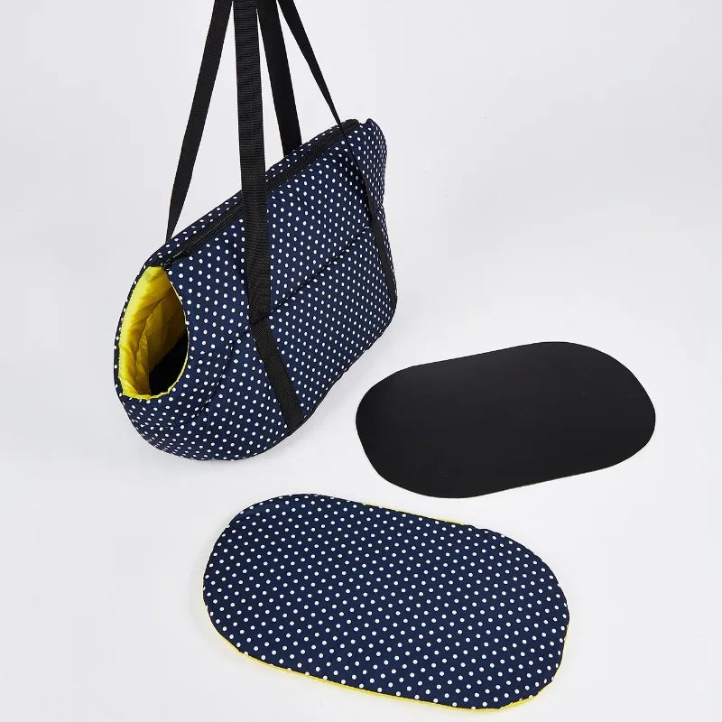 Portable Pet Carrier Bag – Breathable Mesh Foldable Shoulder & Handheld Travel Bag for Small to Medium Dogs & Cats, Warm Winter Design.