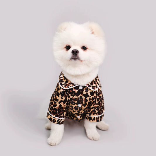 Cute Pet T-Shirt – Soft Lightweight Dog & Cat Homewear with Adorable Leopard, Bee & Cow Print Designs.