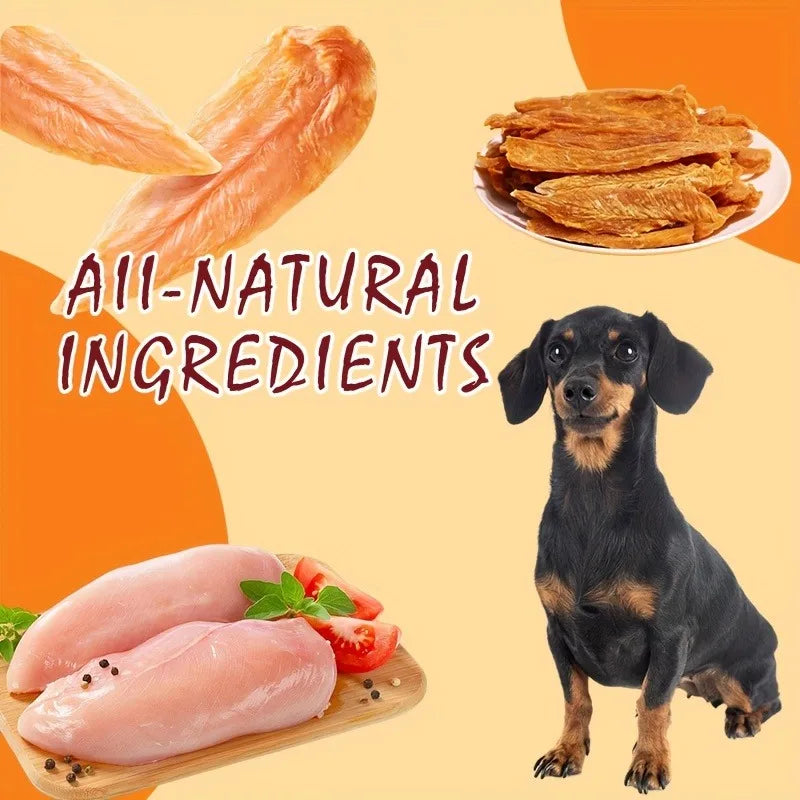 Cat And Dog Treats Chicken Jerky, Chicken Breast Slices - High Protein Healthy Snacks, Dental Chews, Training Rewards For Puppies, Kittens, Adult Dogs And Cats - Grain Free, Pet Nutrition Chewing Treats.