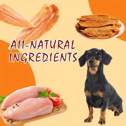 Cat And Dog Treats Chicken Jerky, Chicken Breast Slices - High Protein Healthy Snacks, Dental Chews, Training Rewards For Puppies, Kittens, Adult Dogs And Cats - Grain Free, Pet Nutrition Chewing Treats.