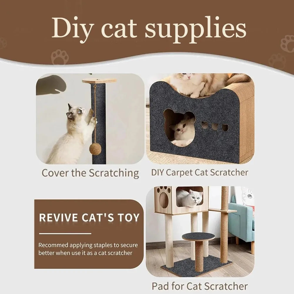 Self-Adhesive Cat Scratching Mat – Trimmable DIY Scratch Carpet for Walls, Corners & Sofas, Durable Furniture Protector for Cats.