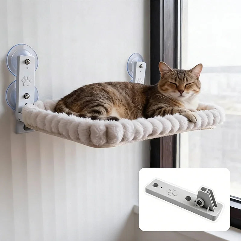 Cat Window Hammock – Strong Suction Cup Mount, Cozy Window Perch for Indoor Cats.