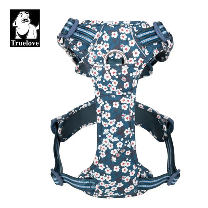 Truelovepet Adjustable Dog Harness – Floral Pattern Vest with Cotton Padding & Aluminum Alloy Hardware for Small, Medium & Large Dogs.