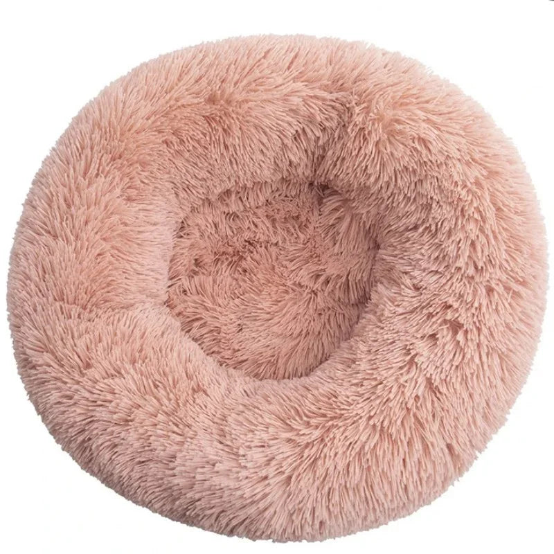 Round Plush Pet Bed – Super Soft Winter Warm Sleeping Bed for Cats & Dogs, Available in 6 Sizes (40–90cm) for Small to Large Pets.
