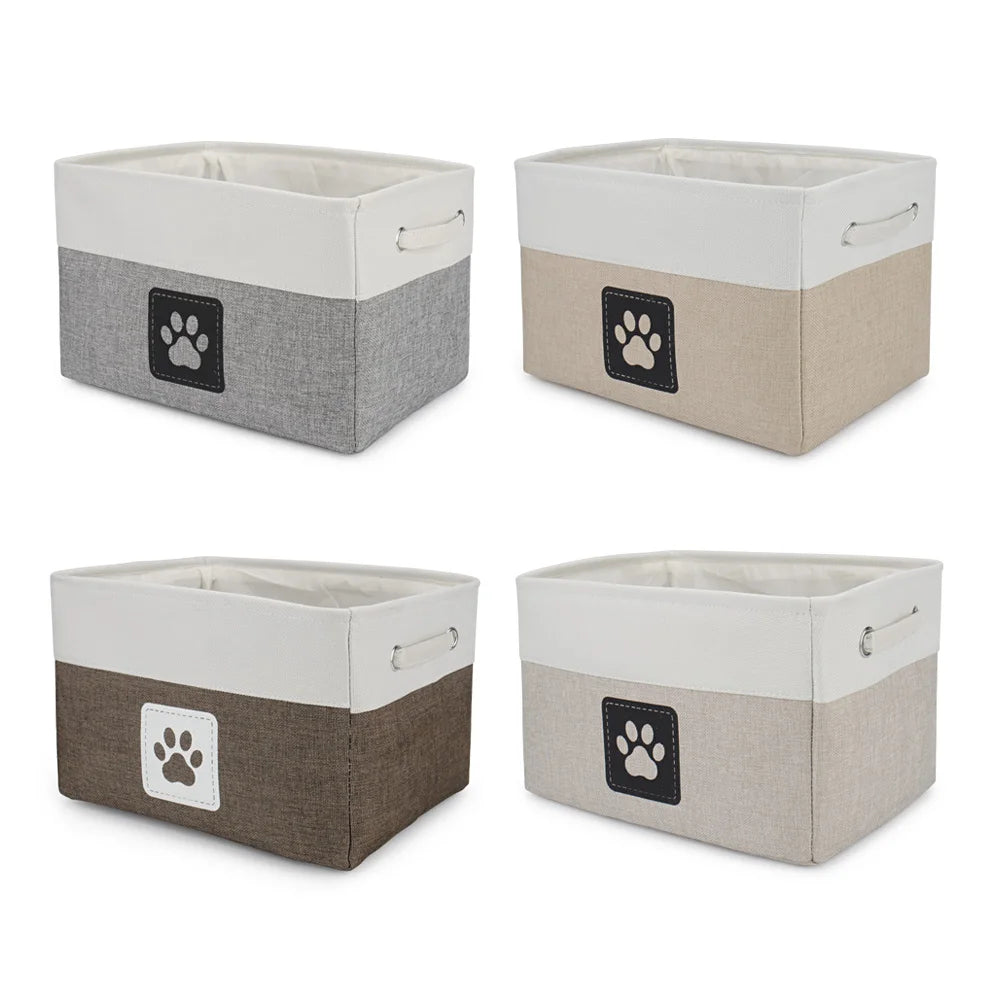 Foldable Paw Print Pet Toy and Accessory Storage Basket.