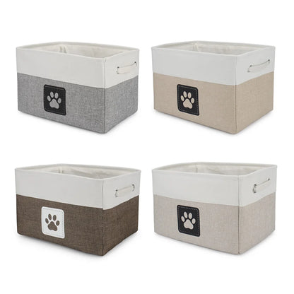 Foldable Paw Print Pet Toy and Accessory Storage Basket.