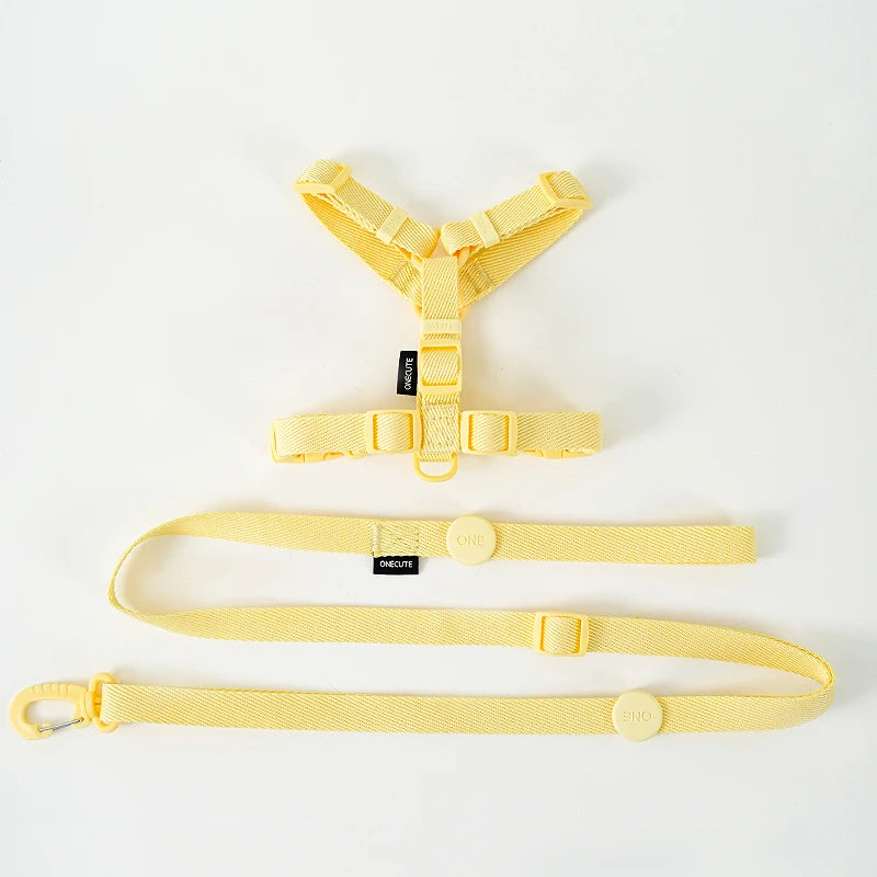 Adjustable Macaron-Color Dog Harness Set – Reflective Collar & Leash for Small Dogs, Puppies & Cats, Comfortable Pet Walking Accessories.