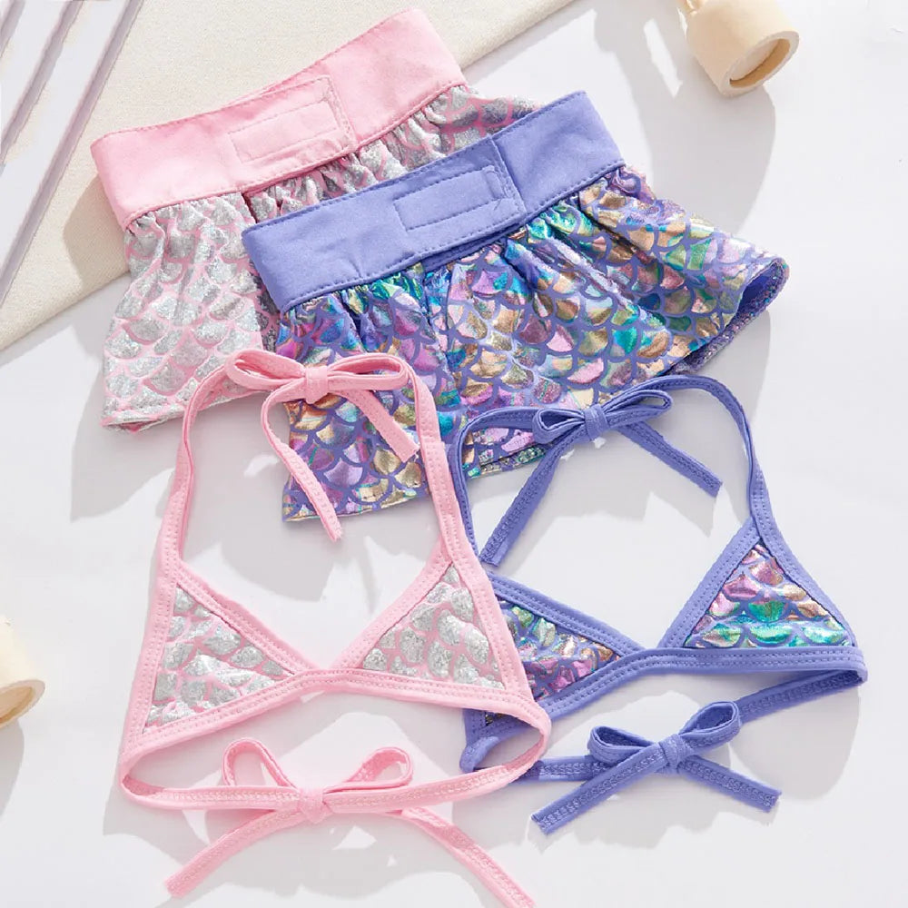 Mermaid Puppy Dog Bikini – Tutu Swimsuit for Small Dogs & Cats, Summer Beach Costume and Bathing Dress.