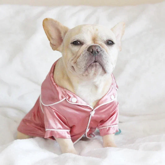 Soft Silk Pet Pajamas – Comfortable Dog & Cat Sleepwear Shirt for Small Pets, Lightweight Cozy Home Clothing.