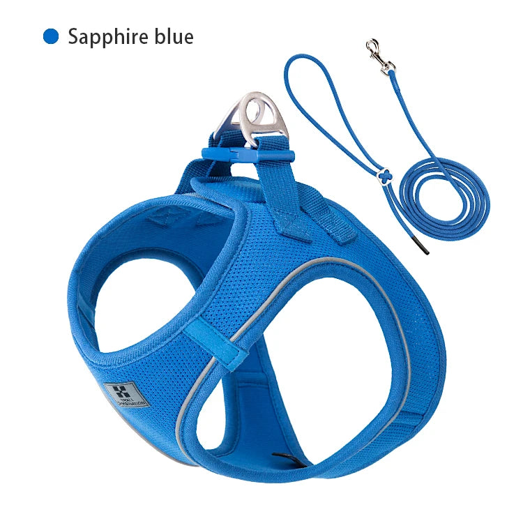 Adjustable Reflective Dog Harness & Leash Set – Comfortable Pet Vest for Small & Medium Dogs & Cats, Ideal for Outdoor Walking.
