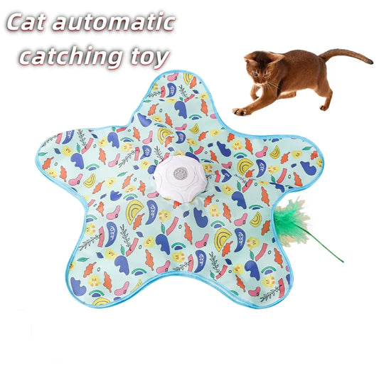 Electric Interactive Cat Turntable Toy – Automatic Smart Wand Toy for Self-Play, Exercise, Boredom Relief & Fun Indoor Cat Entertainment.