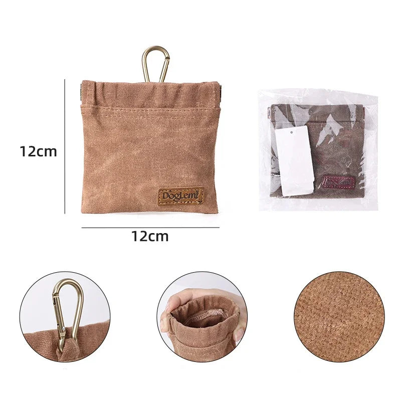 Hands-Free Dog Treat Training Pouch with Carabiner, Walking Snack Bag, Waist Pack Storage for Puppy Rewards & Pet Training.