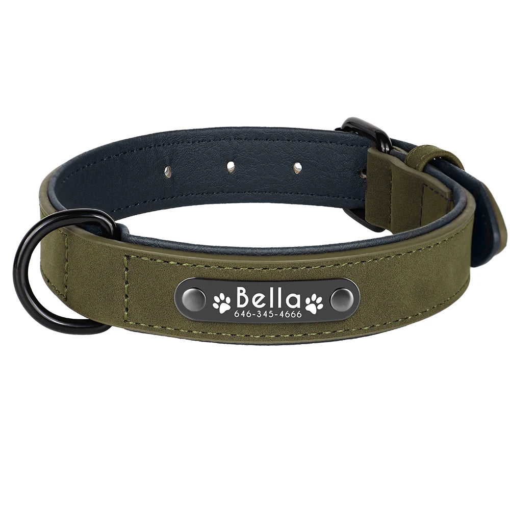Personalized Leather Dog Collar – Custom Name ID Collar for Small, Medium & Large Dogs, Durable Collar for Pitbulls, Bulldogs & Beagles.
