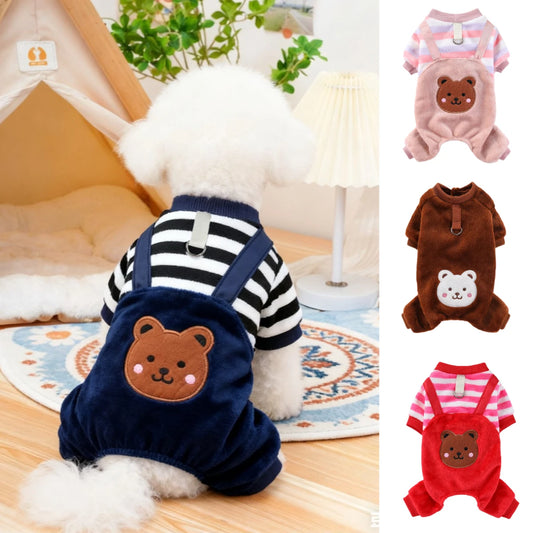 Autumn & Winter Pet Fleece Jumpsuit – Warm Soft Coat Sweater with Leash Ring for Small, Medium & Large Dogs & Cats.