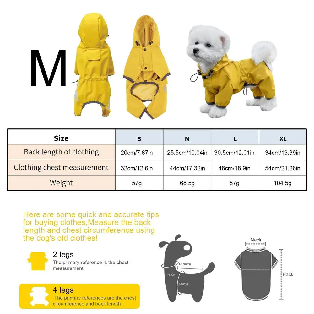 High-Visibility Waterproof Dog Raincoat – Adjustable Lightweight Yellow Jacket for Rain & Snow Protection, Ideal for Outdoor Walks.