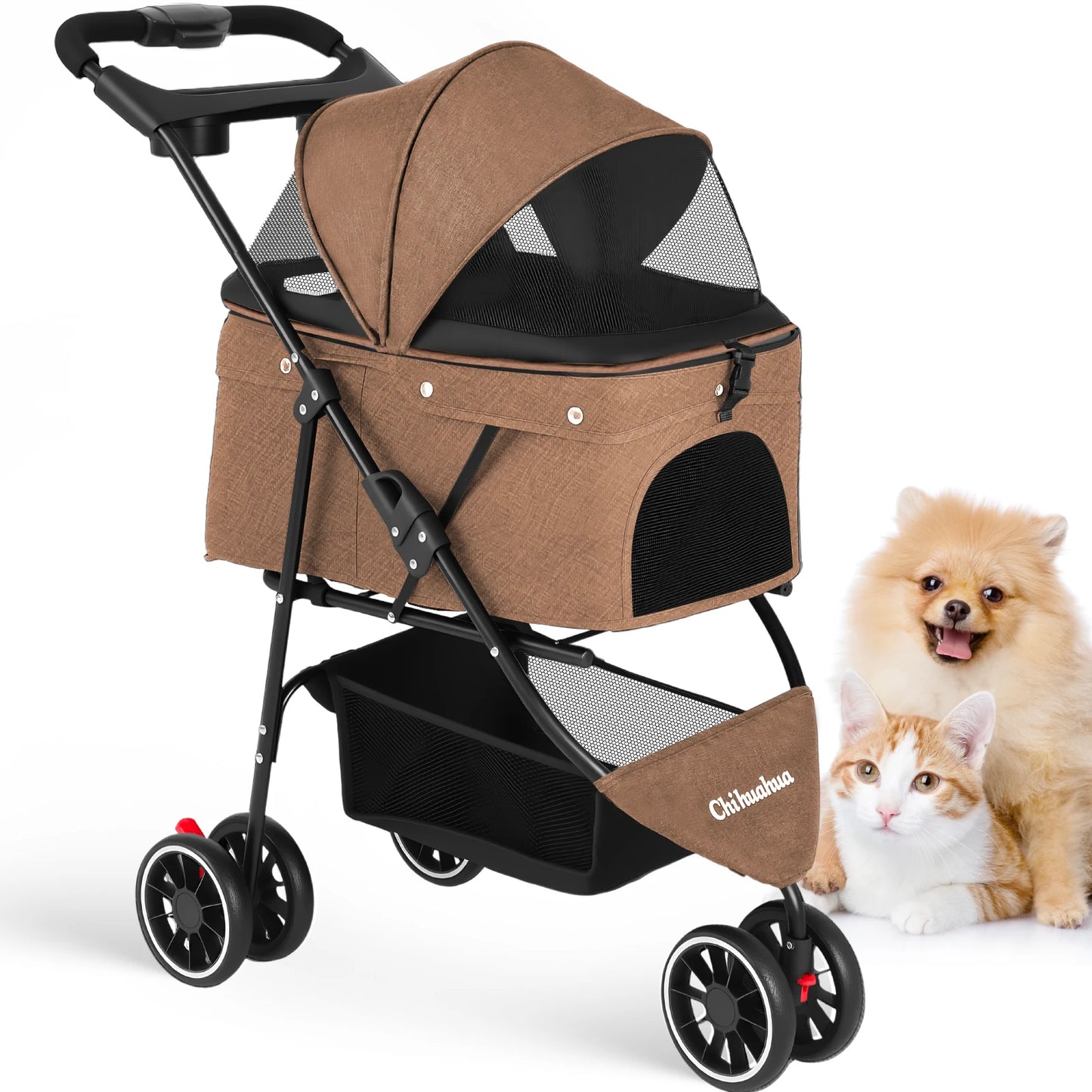 Portable Pet Stroller – Foldable Travel Carrier for Small Dogs & Cats, Comfortable Puppy & Pet Strolling Cart
