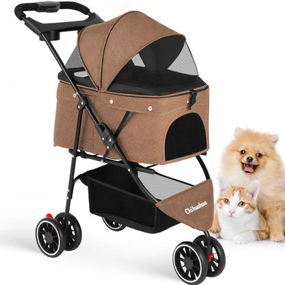 Portable Pet Stroller – Foldable Travel Carrier for Small Dogs & Cats, Comfortable Puppy & Pet Strolling Cart