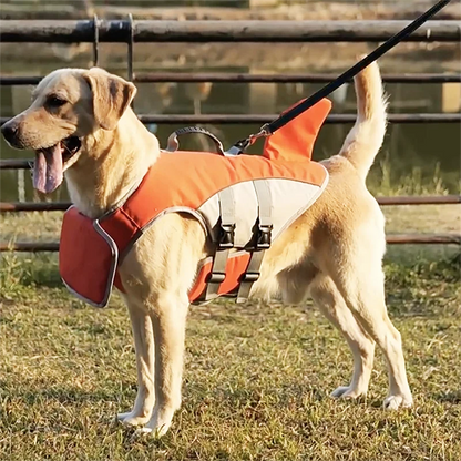 Shark Fin Dog Life Jacket – Adjustable Pet Swimming Safety Vest for Dogs, Buoyancy Aid for Pool, Surfing & Water Activities.