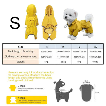 High-Visibility Waterproof Dog Raincoat – Adjustable Lightweight Yellow Jacket for Rain & Snow Protection, Ideal for Outdoor Walks.