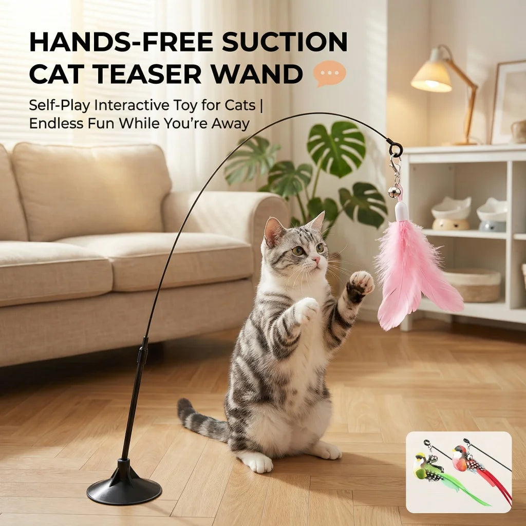 1PC Interactive Cat Teaser Wand – Feather & Bell Cat Toy for Indoor Cats, Fun Daily Exercise & Play Accessory.