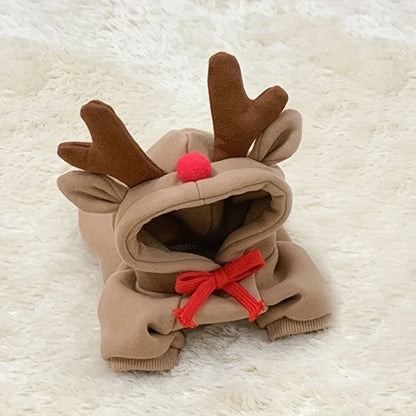 Christmas Reindeer Dog Hoodie – Deer Antlers Hooded Sweater for Small & Medium Dogs.