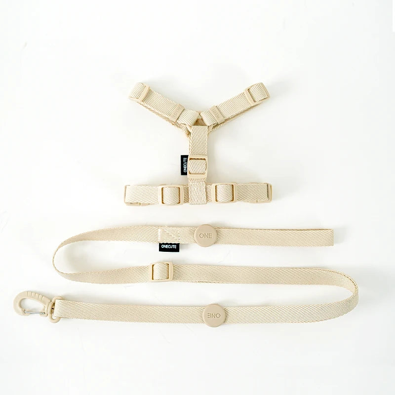 Adjustable Macaron-Color Dog Harness Set – Reflective Collar & Leash for Small Dogs, Puppies & Cats, Comfortable Pet Walking Accessories.
