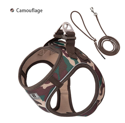 Adjustable Reflective Dog Harness & Leash Set – Comfortable Pet Vest for Small & Medium Dogs & Cats, Ideal for Outdoor Walking.
