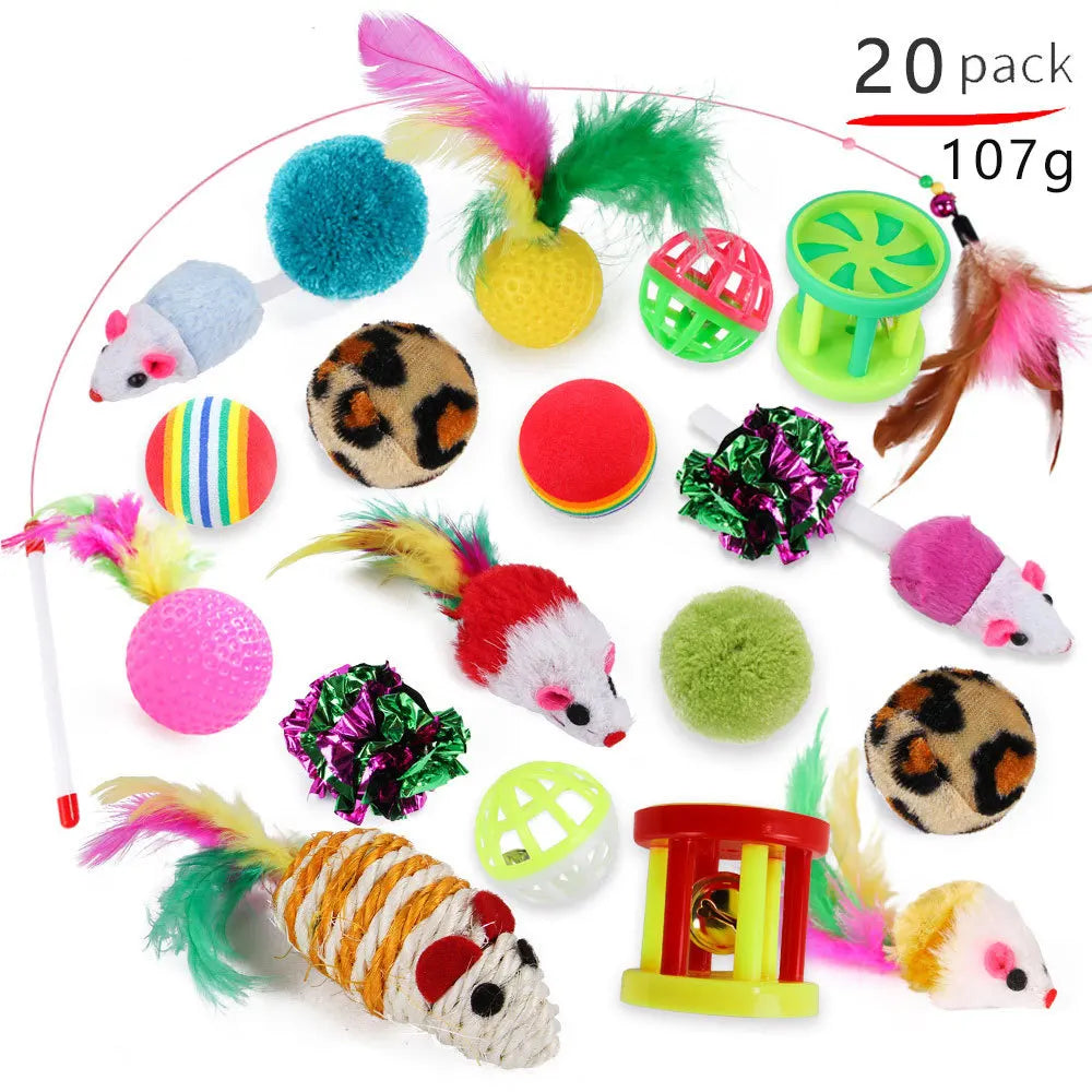 NONOR Cat Feather Wand Refill Set – Interactive Mouse & Ball Teaser Replacement Toys for Kittens & Indoor Cats (Stick Not Included)