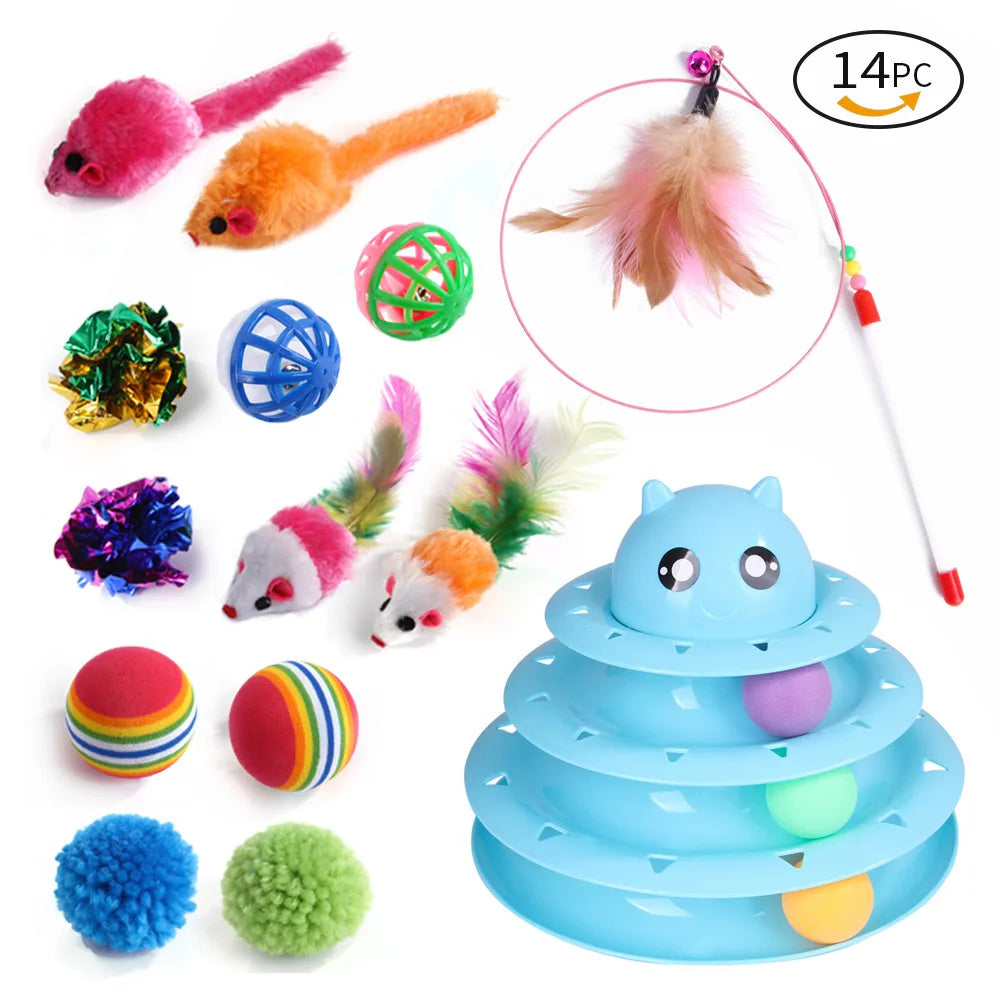 DualPet 20-Piece Cat Toy Set – Variety Pack with Teaser Wand, Sisal Mice, Bell Balls & Interactive Kitten Toys for Indoor Cats.